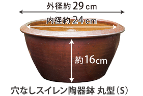 穴なしスイレン陶器鉢 丸型（S）
