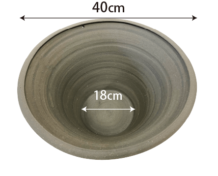 水鉢底のサイズ感