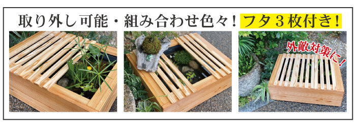 京の高級木枠　プラ舟ビオトープをグレードアップ！